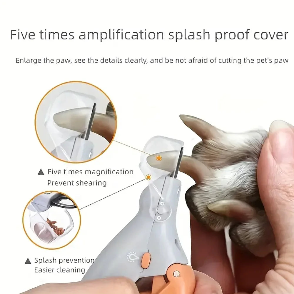 LED Dual-Sided Pet Nail Clippers with 5X Magnification