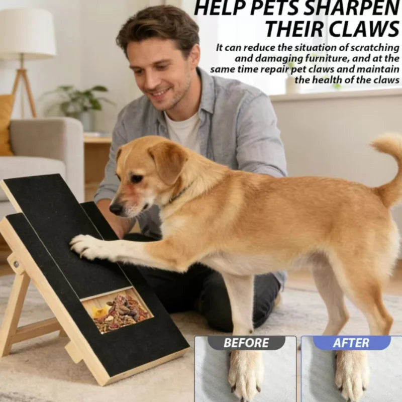 DelightPaw Wooden Dog Nail Scratch Board — Pull-Out Treat Box