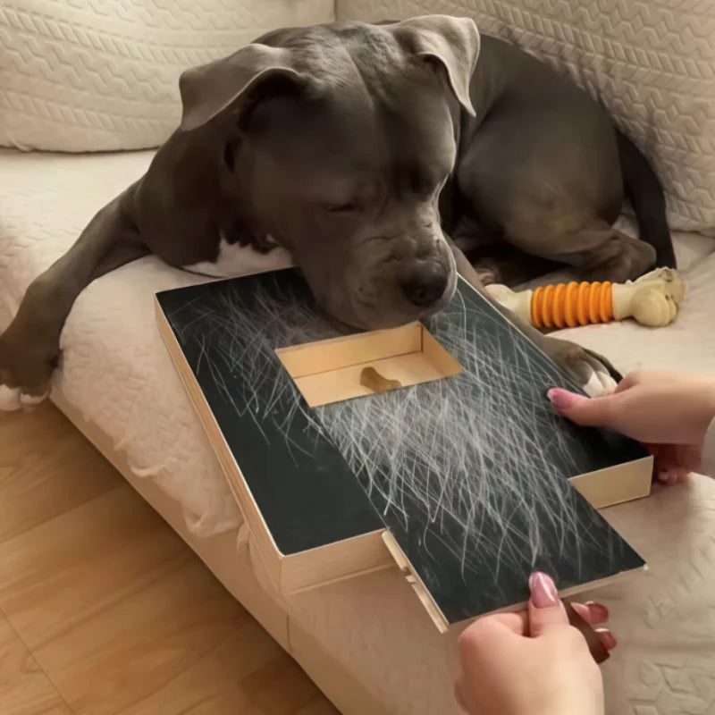 DelightPaw Wooden Dog Nail Scratch Board — Pull-Out Treat Box