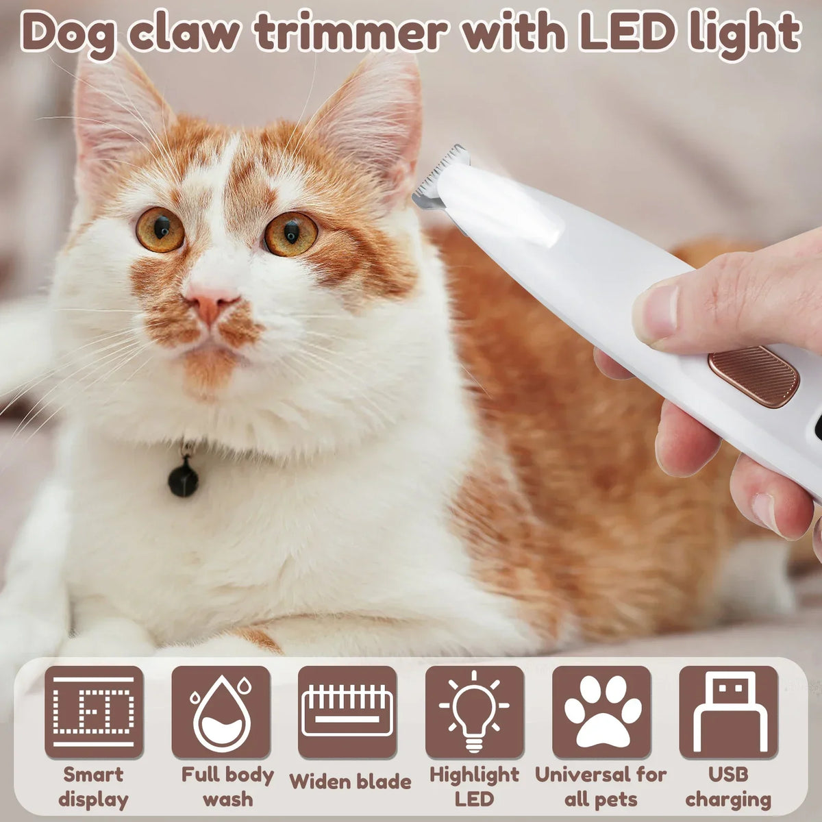 DelightPaw PawTrim Pro — Waterproof Paw Trimmer with LED Light & Display