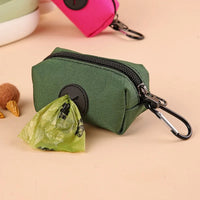 Canvas Dog Waste Bag Holder with Carabiner Clip