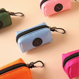 Canvas Dog Waste Bag Holder with Carabiner Clip