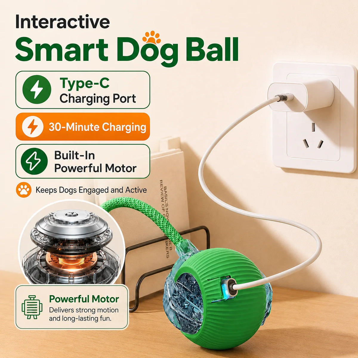 DelightPaw Smart Rolling Interactive Dog Ball