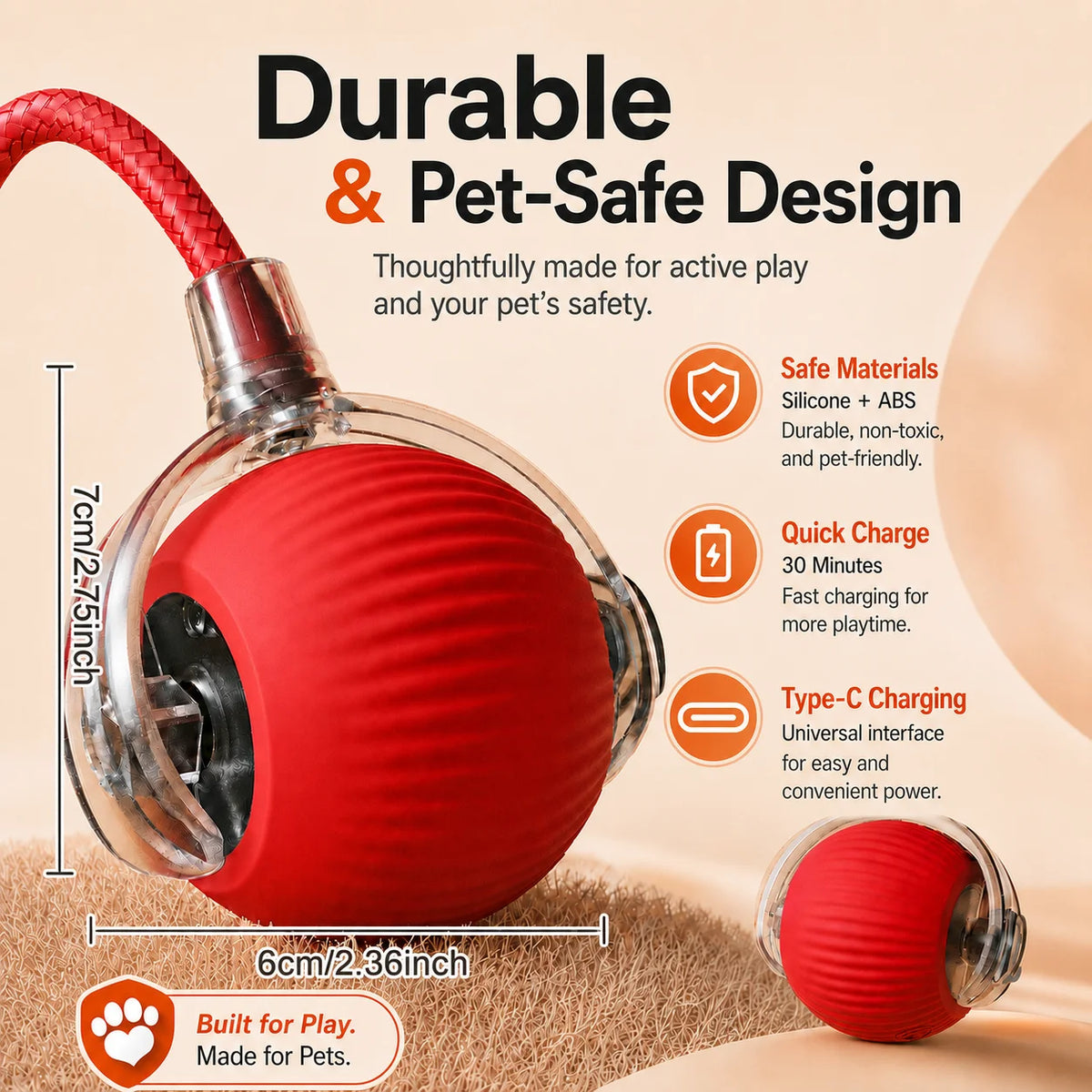 DelightPaw Smart Rolling Interactive Dog Ball