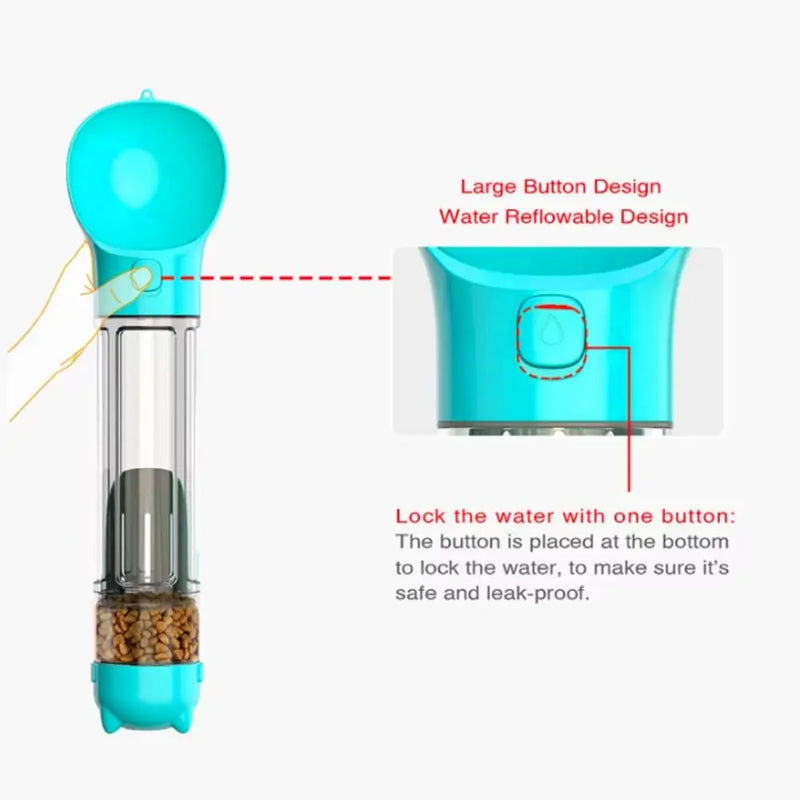 DelightPaw TrailMate 3-in-1 — Dog Water Bottle, Food Dispenser & Waste Kit