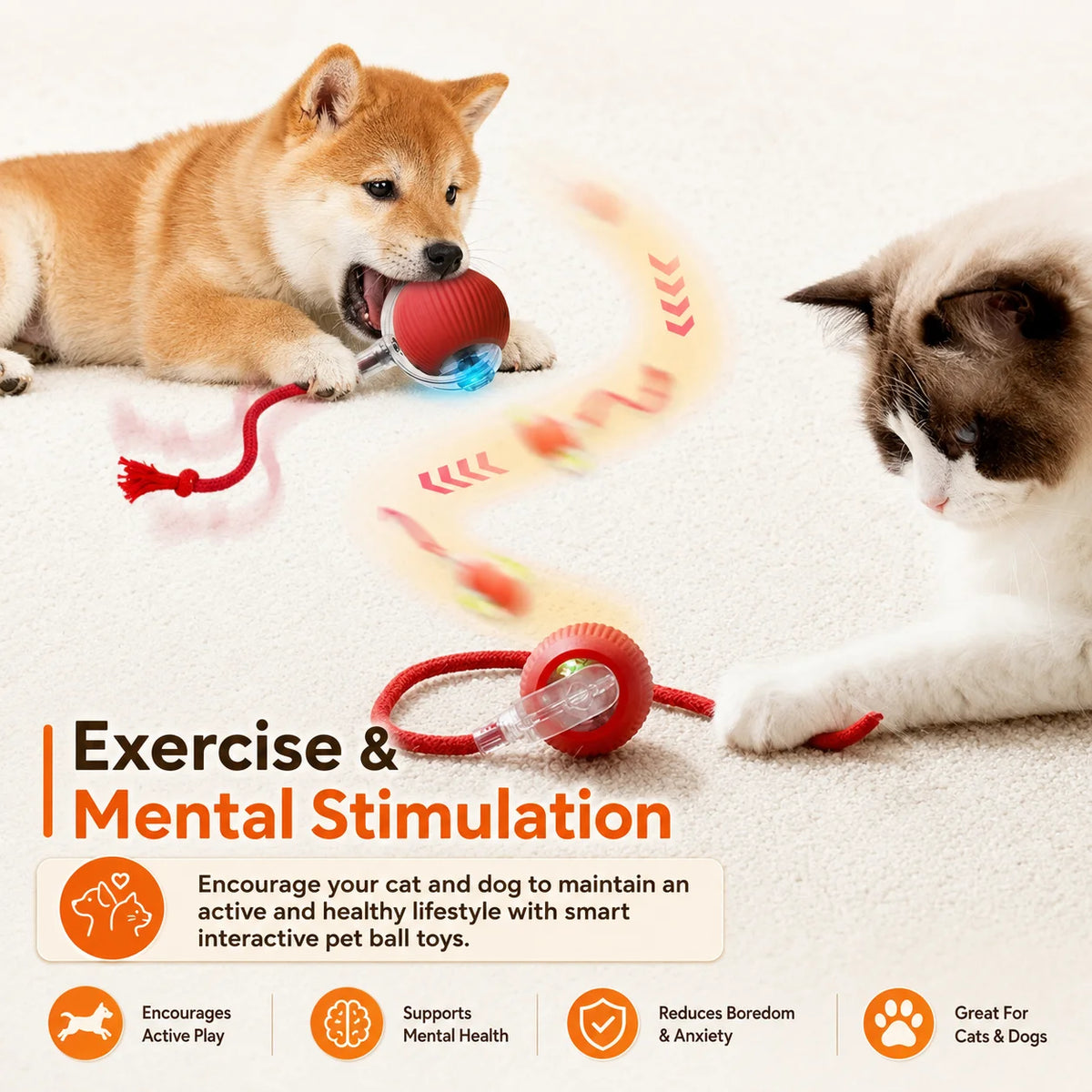 DelightPaw Smart Rolling Interactive Dog Ball