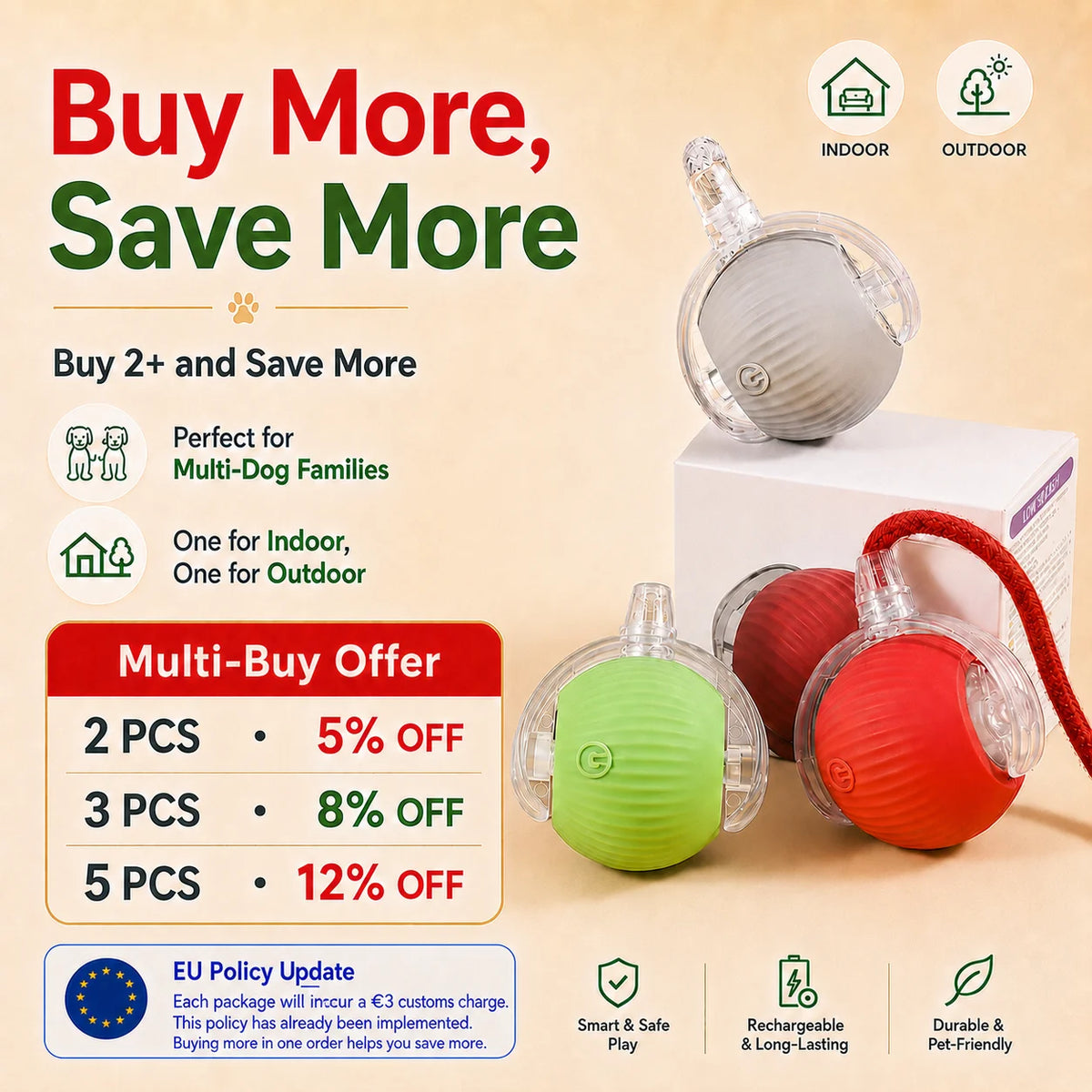 DelightPaw Smart Rolling Interactive Dog Ball
